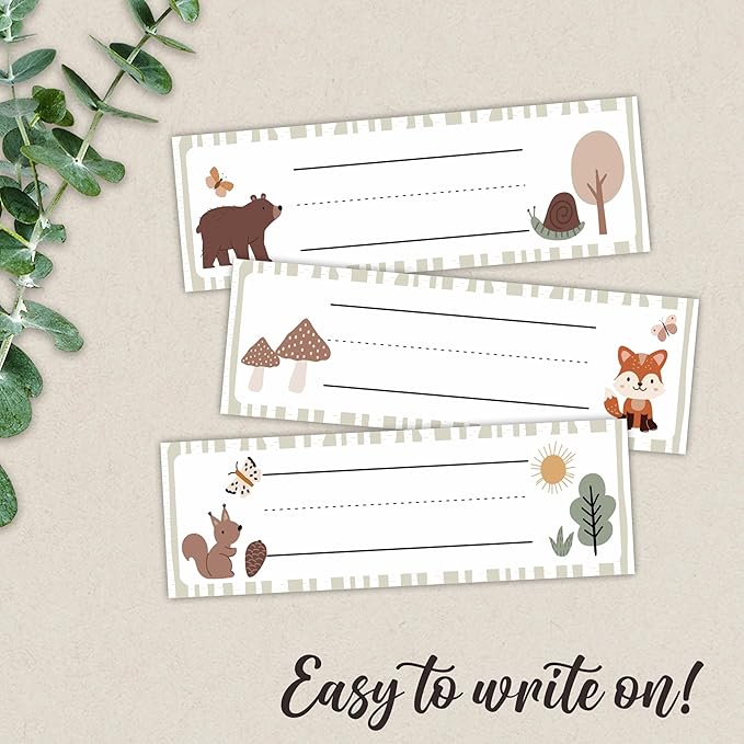 Self-Adhesive Student Name Tags -Jungle Animals Name Plate Stickers for Teens -45 Pcs Funny Multipurpose Name Label Favors Decorations & Supplies for Classroom Desks Bulletin Boards School -A03