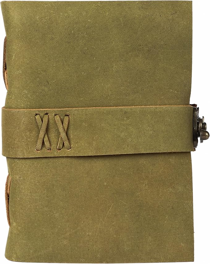 Vintage Leather Journal Handmade Buffalo Deckle Edge Paper – Leather Bound Journal for Women Men Vintage C-Lock Closure Ideal for Writing & Travel for Artists