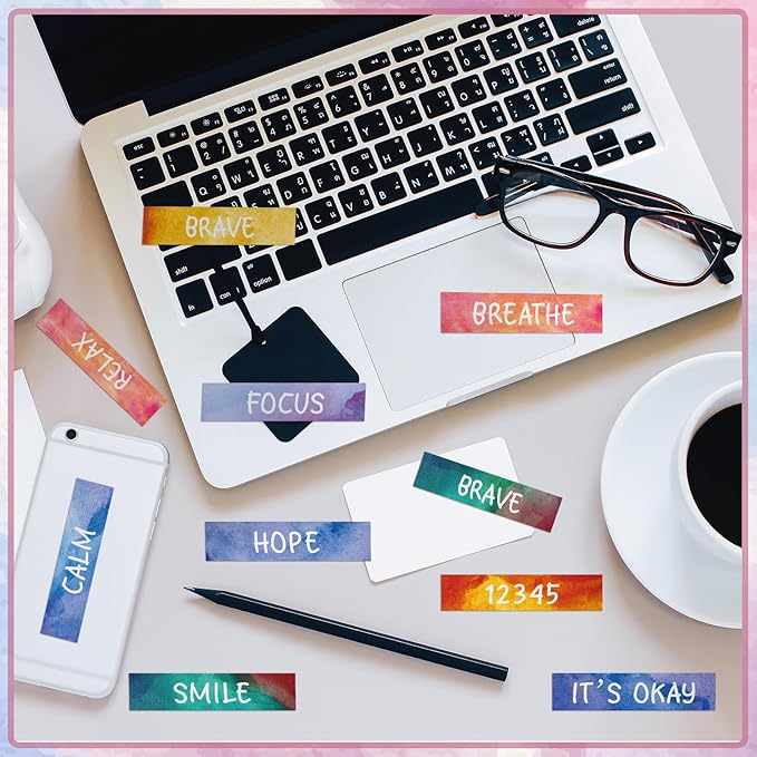 Crtiin 100 Pcs Sensory Strips Anxiety Calm Mindfulness Stickers Fidget Stress Breathing Sensory Sticker Different Textures Rough Tactile Tape for Mental Health Adults Desk Anxiety Relief(Letters)