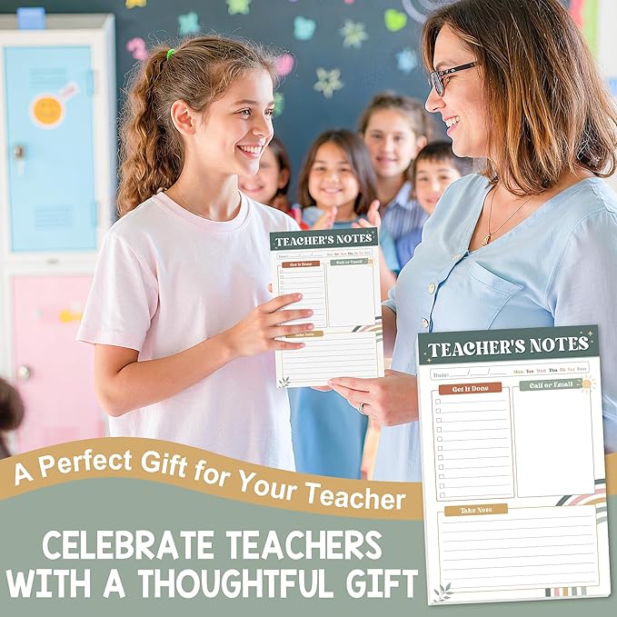 Teacher Gifts, Gifts for New Teachers, Modern Boho Teacher Notepad, To-Do List Notepad, Stationery Must-Have Supplies for Preschool, Elementary, Middle, and High School Teachers