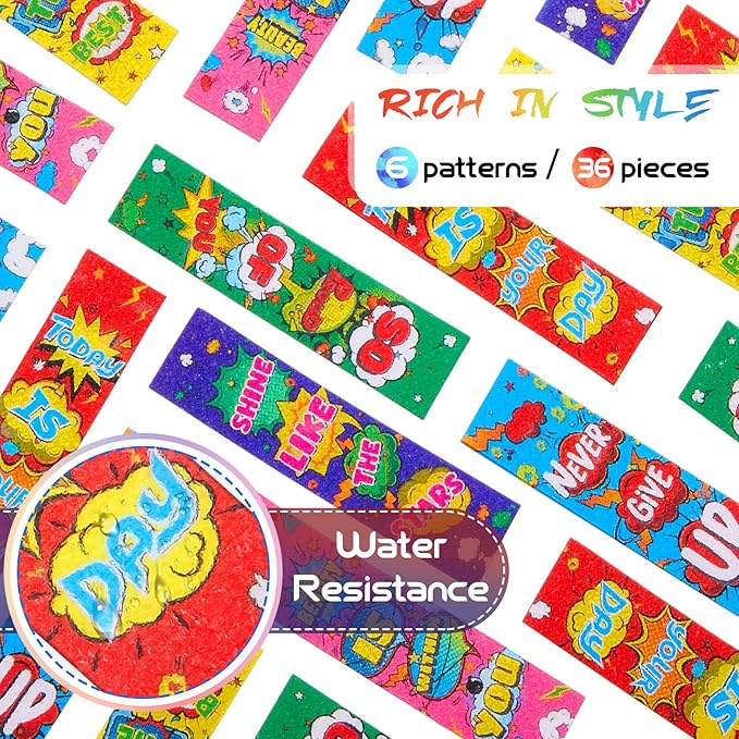 36 Pcs Anxiety Sensory Stickers Strips Adhesive Textured Mental Health Calm Stickers Mindfulness Fidget Decals Stress Anxiety Relief Items for Therapy Office Desk(Hero Style)