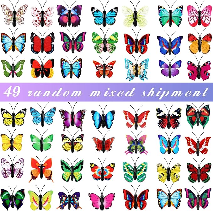 Butterfly 30 Pack Thumb Tacks Decorative Push Pins Butterfly Push Pins Colorful Cute Pushpin for Photo Wall Cork Board Bulletin Board Home Wall Pattern Decoration (Colorful,1.57 in)