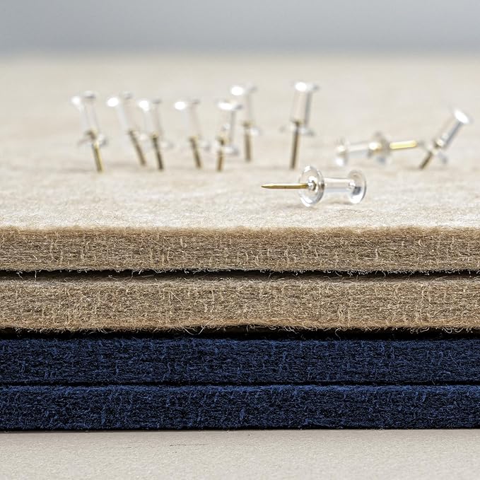 Large Bulletin Board - 60 x 36 Inches, Decorative Felt Pin Board for Wall - 5' x 3' Foldable Photo Display Board with Self-Adhesive Tape, Includes 20 Push Pins - Dark Blue