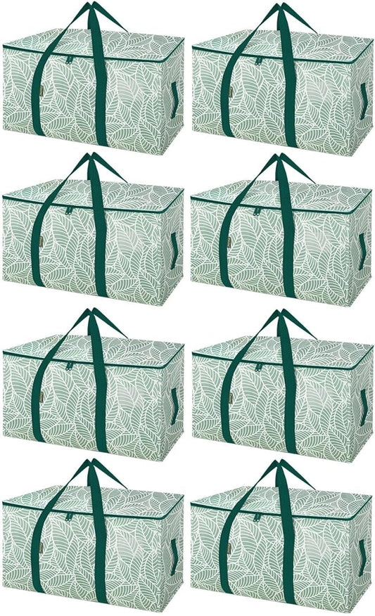 BALEINE 8-Pack Oversized Moving Bags with Reinforced Handles, Heavy-Duty Storage Tote for Clothes, Moving Supplies (Antique Folidage, 8-Pack)