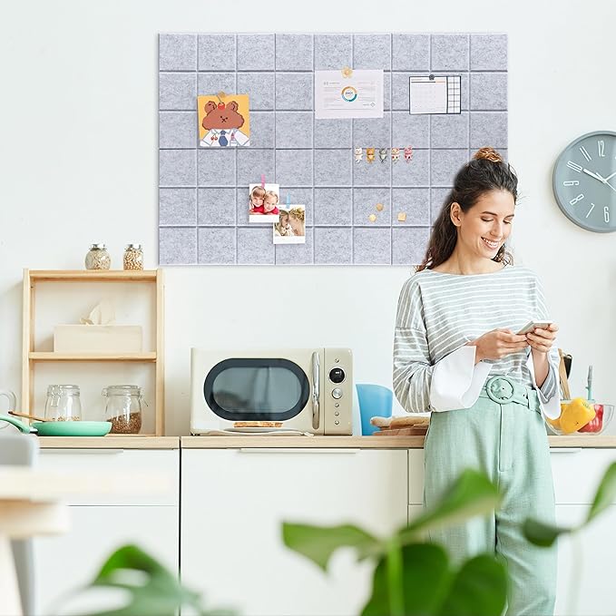 Large Cork Board for Walls, Yunihome 6 Pack 36" x 24" Felt Bulletin Board Wall Tiles for Home Kitchen School Office Wall Decor with Assorted Colors DIY Decorative Push Pins Sets