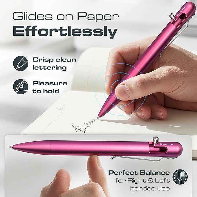 BASTION® Luxury Bolt Action Pen, Durable Professional Ballpoint Pen with Fine Tip, EDC Pen, Ink Refillable Pen for Birthday Gift, Travel Pen for School and Work