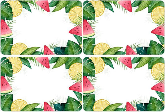 200PCS Summer Name Stickers, Summer Tropical Name Tags Stickers Palm Leaf Watermelon Lemon Name Labels for Classroom Office Cubby Locker Clothes Hawaiian Aloha Luau Party, 2x3 inch