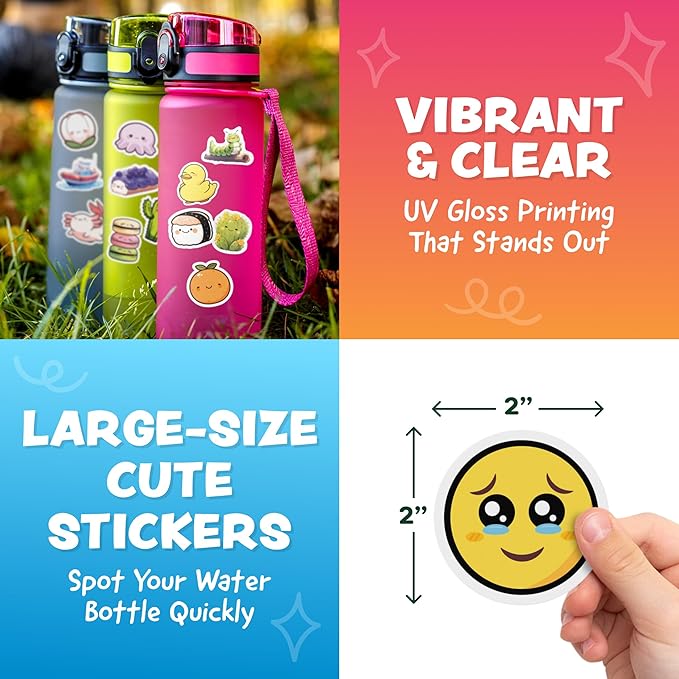 Cute Stickers for Kids - Kawaii Water Bottle Stickers for Teens - 324pc Sticker Pack - Waterproof Vinyl Stickers for Water Bottles, Scrapbook, Laptops - Valentine Stickers for Kids Classroom, Gifts