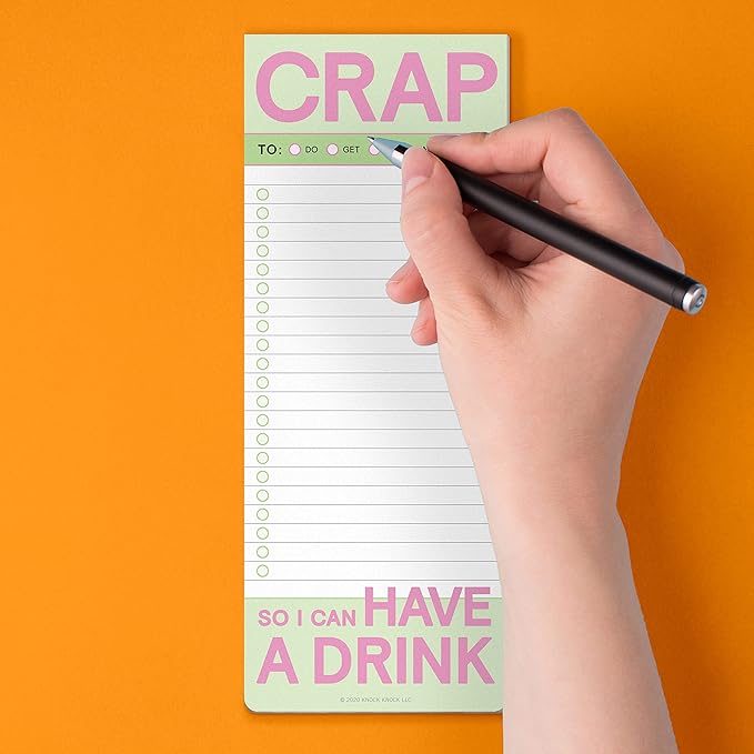 1-Count Knock Knock Crap Make-a-List Pad - Funny Office Desk Accessories & List Pads, 3.5 x 9-inches