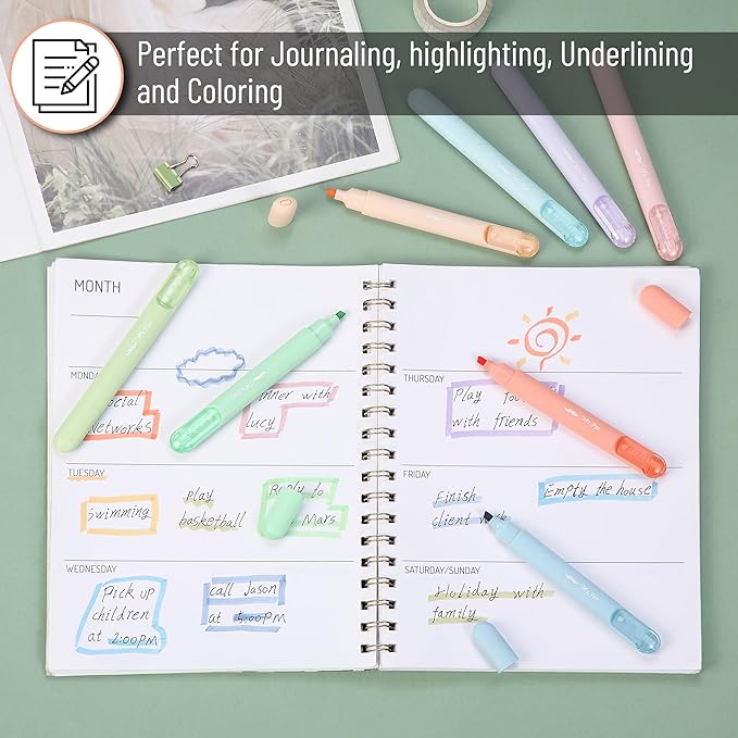 Mr. Pen Aesthetic Highlighters - 8 Pack, Chisel Tip, Pastel & Assorted Colors, Cute Highlighters for School