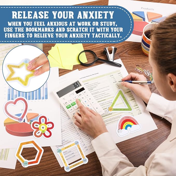 36 Pcs Sensory Strips Infinity Rainbow Anxiety Mindfulness Stickers Adults Stress Breathing Stickers Fidget Adhesives Rough Textured Tape for Classroom Desk Office Computer(Cute)