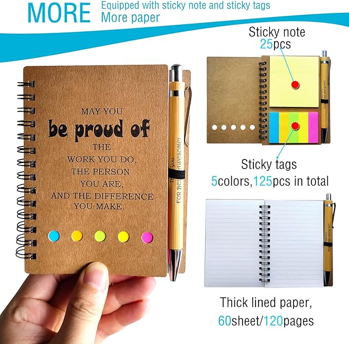 4 Set Spiral Notebook with Pen,60 Sheets,Office/School Supplies,5.7 x 4.1 in,Bulk Inspirational Journals Notepads,Employee Appreciation Gifts,Small Notebooks for Students Teachers Women Men Work & Note (4 SET)