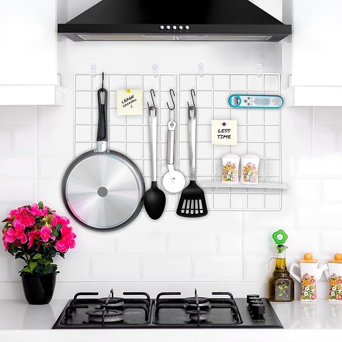 ODOXIA 2 Pack Wire Wall Grid Panel | Photos & Pictures Display Grid Wall Panels | White, Magnetic & Metal Grid | Photo Grid | Wire Board | Hanging Home, Office & Kitchen Décor