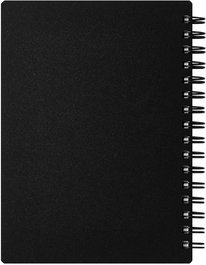 Maruman Mnemosyne Lined Memo Pad- A6, 5.83" x 4.49", 80 Sheets / 160 Pages, 7mm Narrow Ruled Notebook, Perforated Pages & Wire-Bound to Lay Flat, Black, Made in Japan
