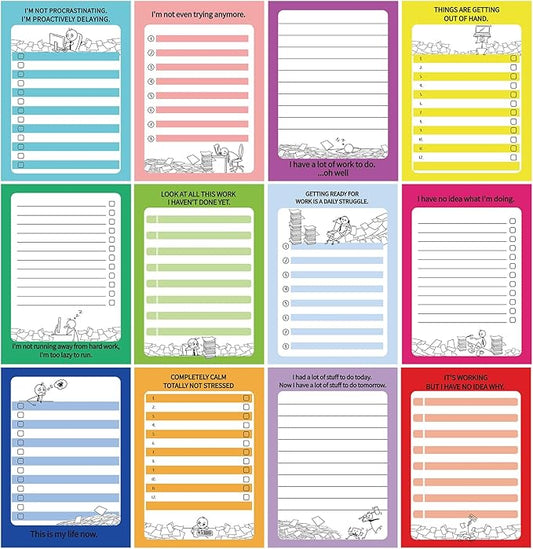 Yeaqee 12 Pcs Funny Notepads for Coworkers Fun Novelty Note Pad Sarcastic Memo Pads Funny to Do List Notepad Assorted Funny Office Gift for Coworkers Teacher Work Supplies, 5.5 x 3.9 Inch 30 Sheets