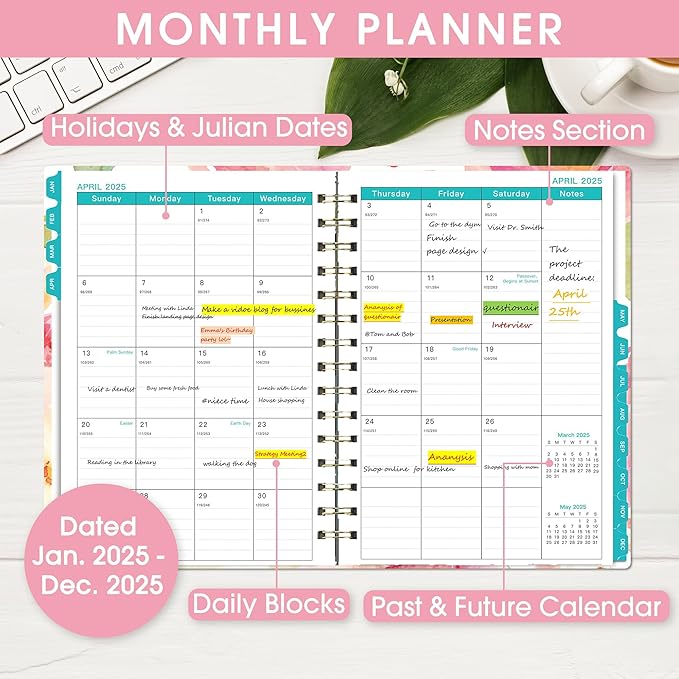 Ymumuda 2026 Planner, Daily Weekly Monthly Planner, 2026 Calendar Planner (Jan 2026 - Dec 2026), 8.4" x 6.3", Teacher School Student Work Agenda with Tabs, Ideal for School Office Supplies