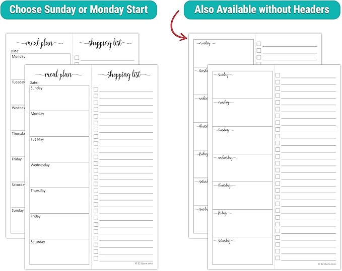 321Done Weekly Plan Magnetic Notepad – Checklist Made in USA – Two Column, 50 Sheets (5.5x8.5) Small to-Do Week Planning Memo Pad Meal Menu Planner Inserts Grocery Shopping Schedule Monday Start