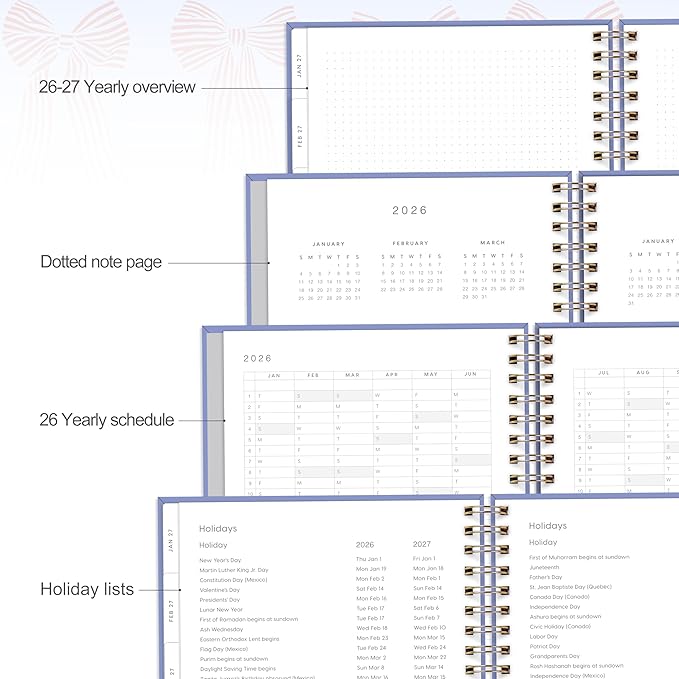 And Per Se 2026 Planner with Pattern, A4 Size-Daily, Weekly & 18-Monthly Planner, Daily Schedule, Monthly Tabs, 100 GSM Thick Paper(Bowknot Pattern)