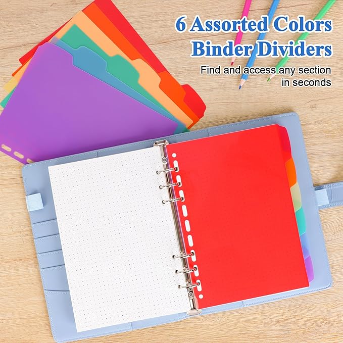 Antner A5 Dotted Refill Paper 6-Hole Planner Inserts for A5 6-Ring Binders, 135 Sheets Dot Grid Planner Refills Loose Leaf Filler Paper with Binder Dividers for Refillable Notebooks, Bullet Journals