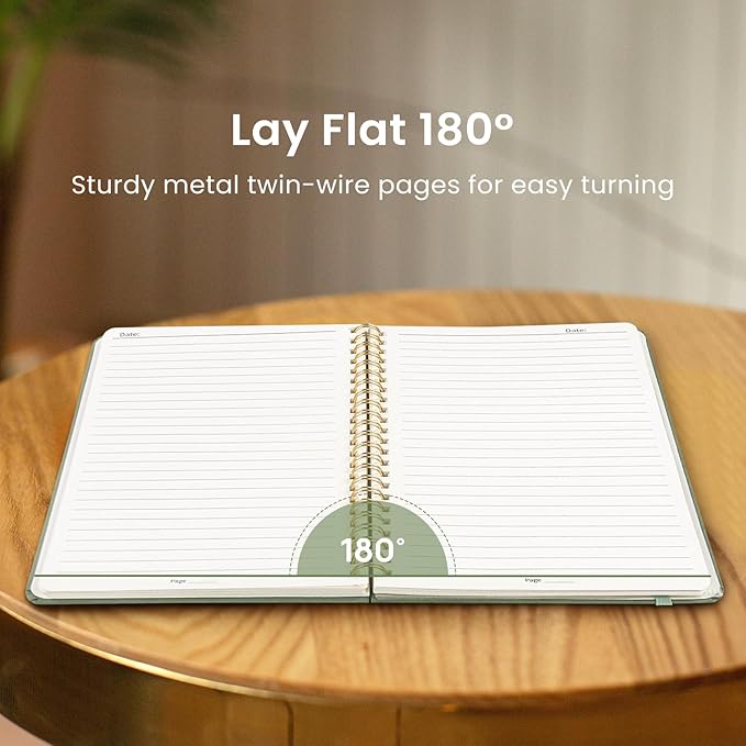 Taja Lined Spiral Journal Notebook for Women & Men, 140 Pages, College Ruled Hardcover Notebook for Work & Note Taking, Journals for Writing, A5(5.7" x 7.9") -Green, 6 Pack