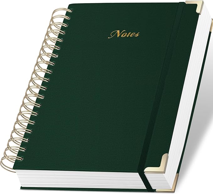 Spiral Notebook Journal, 328 Pages Linen Hardcover College Ruled Notebook, Lined Thick Journals for Women Men, B5 Thick Spiral Journal for Writing, 100GSM Paper, Cute Notebooks for Work School