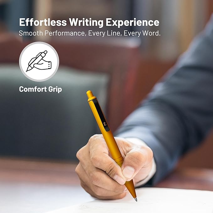 Everyman Amber Super Matte Mini Click Pen | Compact Refillable 0.7mm Gel Pen with Premium Grip | Pocket-Size Metal EDC Pen for Travel, Office, Journaling & Everyday Writing