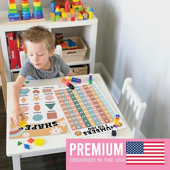 Hadley Designs 16 Educational Posters for Classroom Decor - Learning Posters for Toddlers 1-3, Alphabet for Classroom Wall, Daycare Essentials, Homeschool Posters Preschool, Retro Playroom Decor