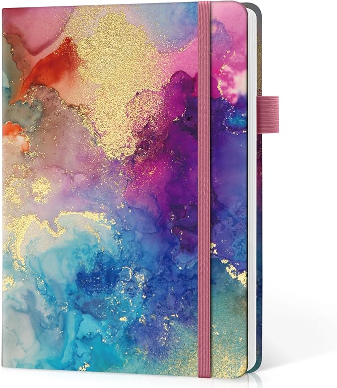Taja Lined Journal Notebook for Women & Men, Hardcover Leather Journal for writing, A5 College Ruled Notebook for Work & Note Taking, Perfect for Office School Home Supplies, 160 Pages, Color Splash