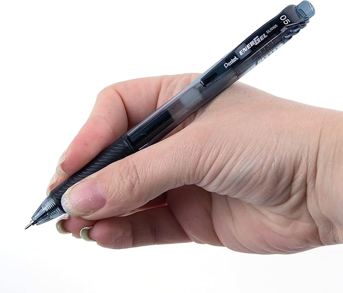 Pentel EnerGel-X Retractable Liquid Gel Pen, 0.5 mm, Black, Pack of 24