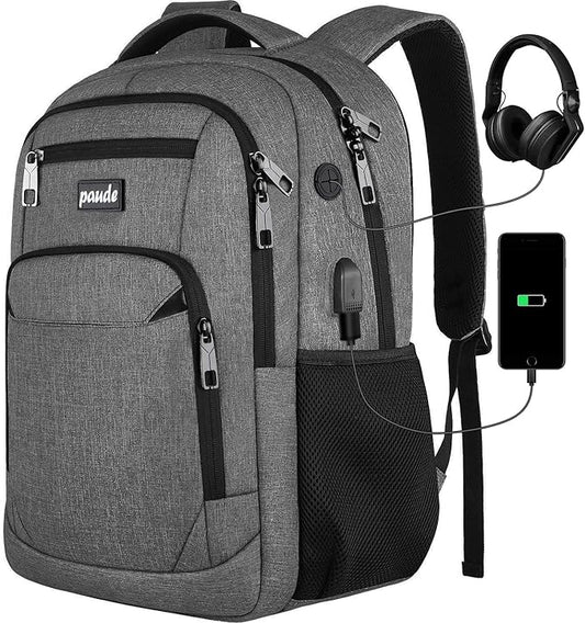 Paude Backpack for Women and Men,School College Backpack 15.6 inch Laptop bookbag with USB Port for High School Student