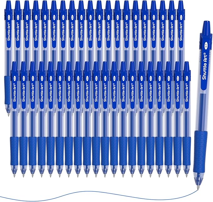 Shuttle Art Blue Gel Pens, 40 Pack Retractable 0.7mm Medium Point Rollerball Blue Ink Pens Smooth Writing with Comfortable Grip for Writing Journaling Taking Notes Office School Home
