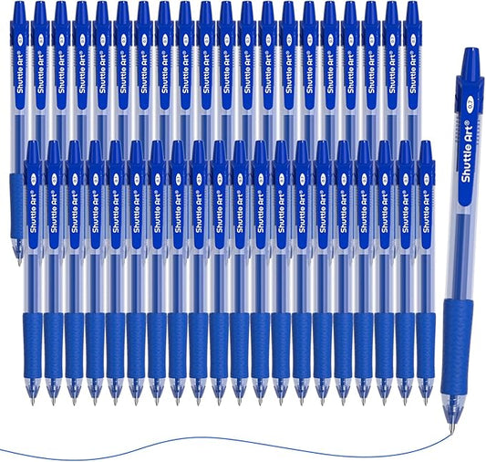 Shuttle Art Blue Gel Pens, 40 Pack Retractable 0.7mm Medium Point Rollerball Blue Ink Pens Smooth Writing with Comfortable Grip for Writing Journaling Taking Notes Office School Home