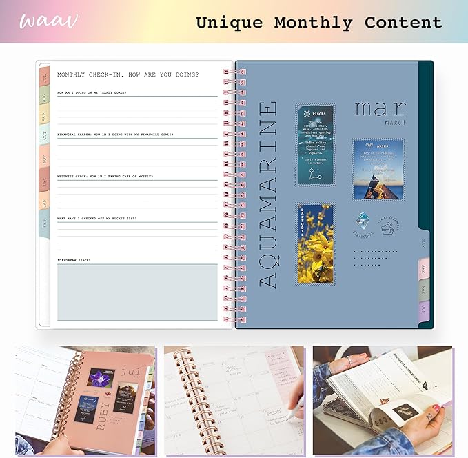 Blue Sky WAAV 2026-2027 Weekly and Monthly Academic Year Planner Calendar, July 2026 - June 2027, 7" x 9", Flexible Cover, Wirebound, Laminated Tabs, Storage Pocket, Includes 20 Extra Notes Pages, Callisto