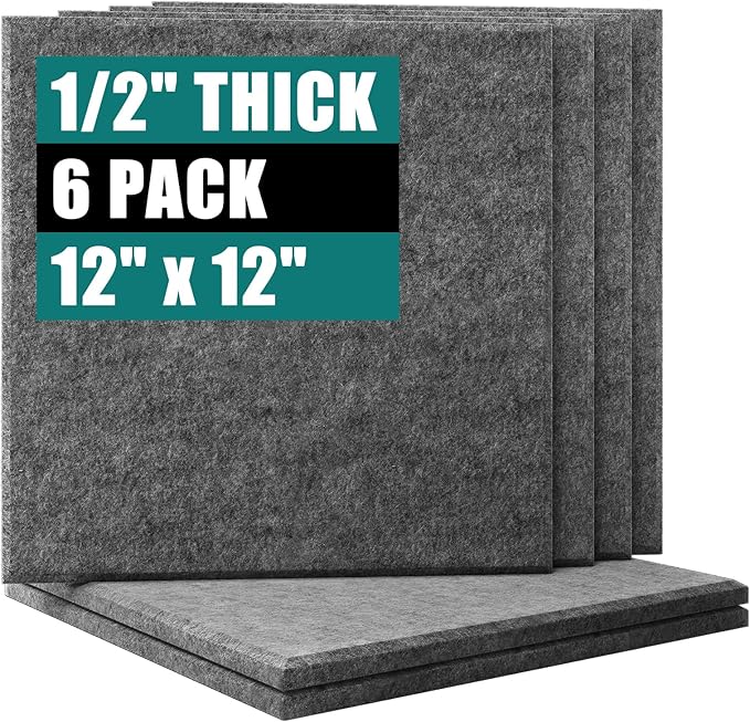 Felt Cork Board for Wall: Extra Large Bulletin Board for Office - 0.5 Inch Thick Corkboard Tiles 6 PCS Grey Pin Board Squares Adhesive