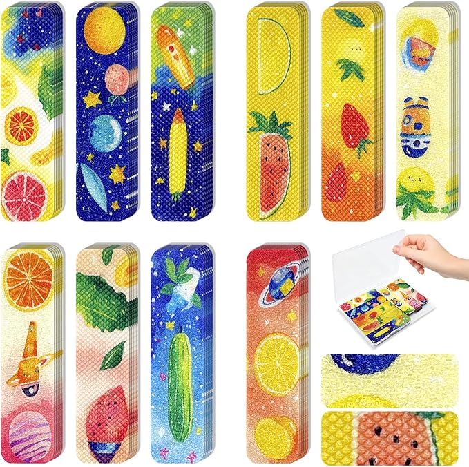 90PCS Sensory Stickers – 2 Textured Surface, Storage Box Included – Sensory & Calming Strips for Office, Classroom Desk, Teachers, Adult Stickers for Anxiety Relief, Stress (Cartoon)