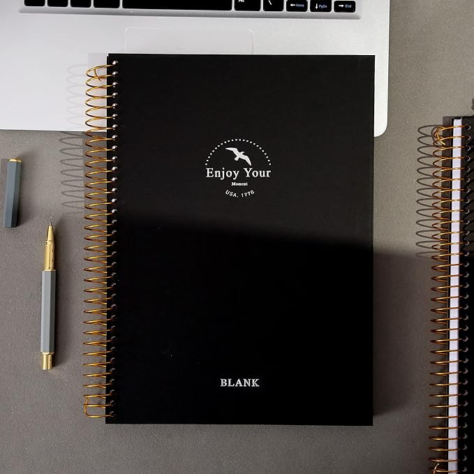 FLYING EAGLE Blank Paper Spiral notebook Journal 8.5 x 11 Blank Large Spiral Notebook 210 Pages Hardcover Spiral Sketchbook Sketch Book for drawing for Men Women,Black
