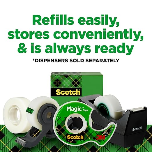 Scotch Magic Tape, Invisible, Home Office Supplies and Back to School Supplies for College and Classrooms, 18 Rolls