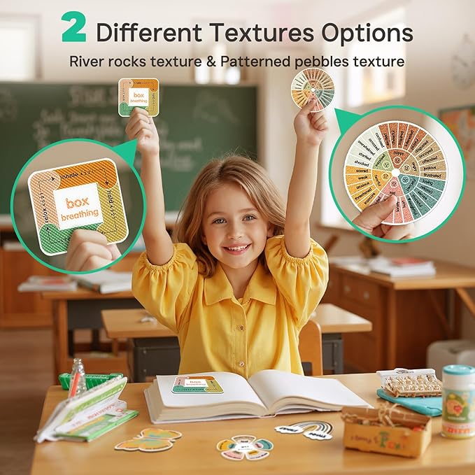 Sensory Strips for Anxiety Calming Stickers, 72Pcs 2 Textured for Mood Calming, Breathing Mindfulness Fidget Sticker for Kids, Anxiety Relief at Office & Classroom Desk