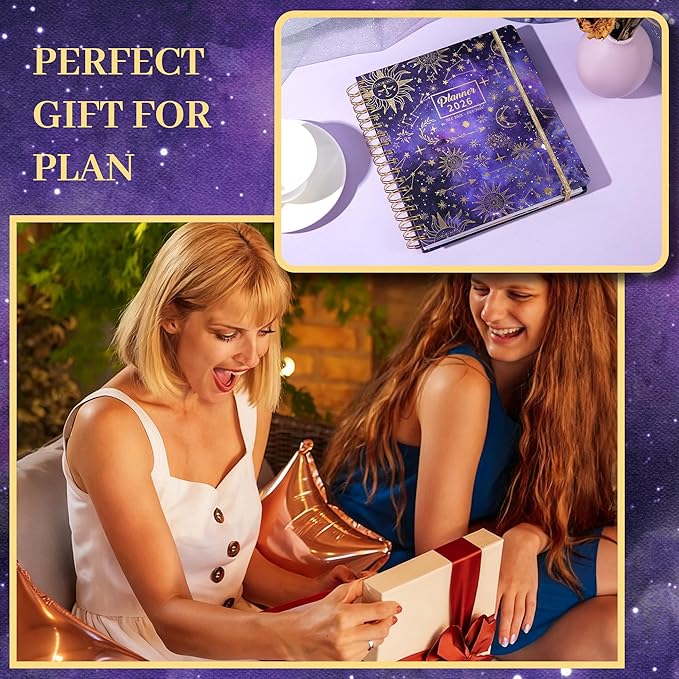 CAGIE 2026 Planner Weekly and Monthly Dec 2025-Dec 2026 Hard cover Calendar Planners with Stickers 26 Planner for Women with Tabs Spiral Bound Yearly Agenda, Purple, 8.3"x9.1"