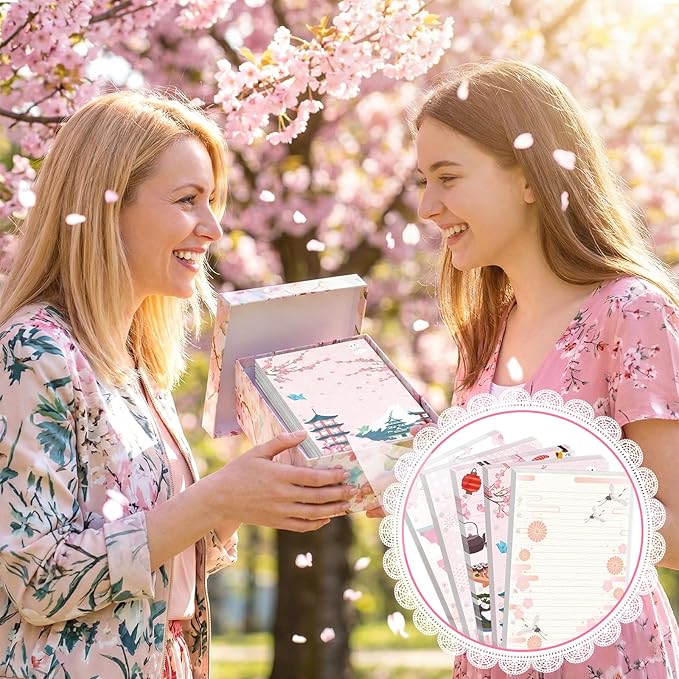 100 Sheets Japanese A5 Planner Inserts - 120GSM Thick Cherry Blossom Refill Paper for A5 6-Ring Binder, Sushi Cranes Fans Temples 6 Hole Loose Leaf Sheets for Journal Diary Notebook Budget Planning