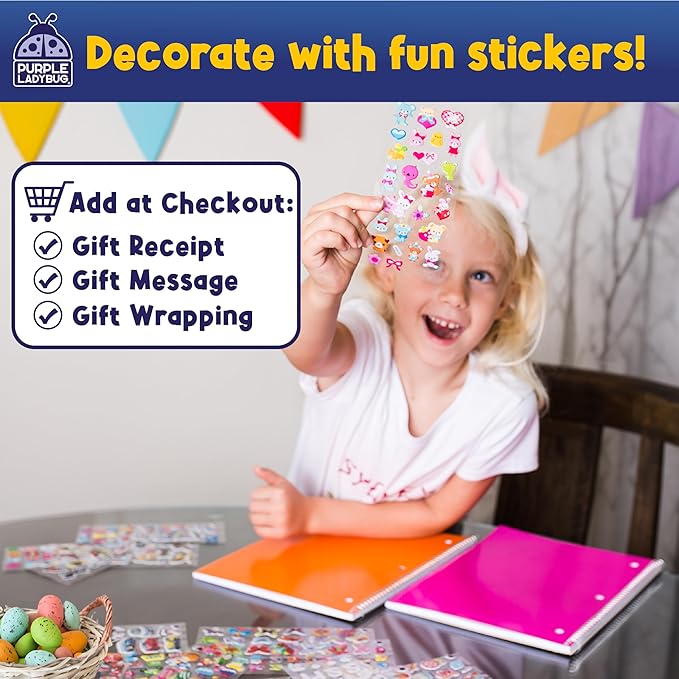 Purple Ladybug 1900+ Puffy Sticker Collection for Kids 4-8 - 80 Unique Reusable Sheets, Creative 3D Designs - Reward Stickers, Arts & Crafts Set, Travel Activities, Road Trip Essentials & Toys