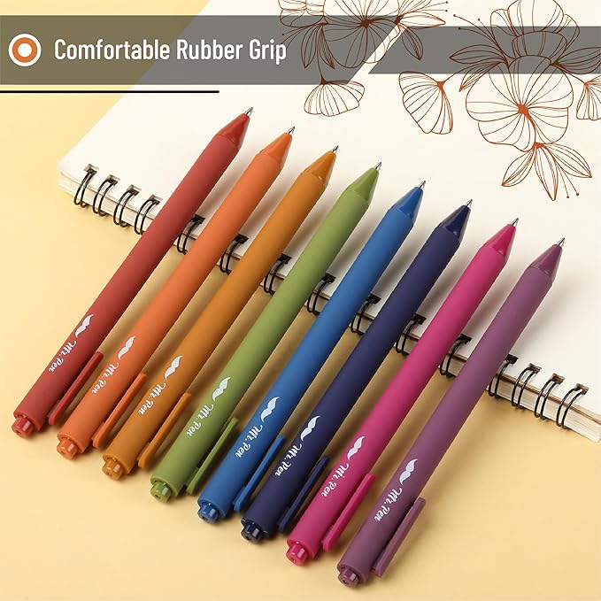 Mr. Pen- Retractable Gel Pens, 8 Pack, Unique Vintage Ink Colors Gel Pens Fine Point 0.7mm, Vintage Pen