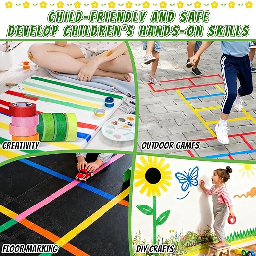 24 Rolls Bulk Colored Masking Tape for Art, 1 inch x 360 Yards for Crafts, Labeling, DIY Decorative, Colored Painters Tape, Rainbow Colors Tape for General Use Projects, Easy Tear No Residue