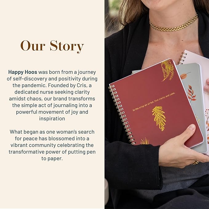 Happy Hoos® Aesthetic Spiral Notebook - 6.25" x 8.25" College Ruled Journal Notebook - Hard Cover Writing Journal for Work, School, Travel, More - Floral Notebook 8 Seasonal Designs (Fall Foliage)