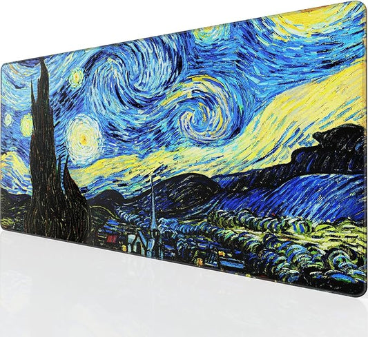 KTRIO Large Gaming Mouse Pad Desk Mat, Superior Micro-Weave Cloth, Non-Slip Rubber Base, Stitched Edges, Water-Resistant, for Gamer, Office & Home, 31.5 x 15.7 Inch，Starry Night
