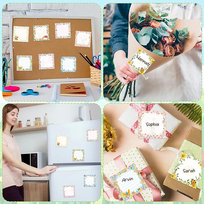 600 Sheets Spring Sticky Notes, Beautiful Flower Note Pads Self-Adhesive Spring Floral Memo Notes for Springtime Party Favors Home Office School Supplies