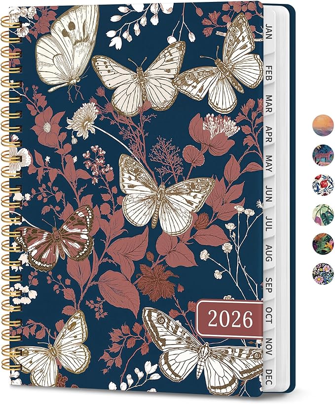 2026 Planner, Weekly and Monthly Calendar Planner for Women, Jan 2026 - Dec 2026, Hardcover Planning Agenda book with Tabs, Spiral Bound, Inner Pocket, Perfect for School Office Supplies, 8.5" x 11" - Golden Flutter