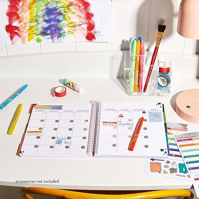Erin Condren 7'' x 9'' Plastic Spiral In a Daze Undated Kid's Planner - Calendars, Reading Logs, Stickers, and Creative Planner & Activity Book for Kids by Erin Condren