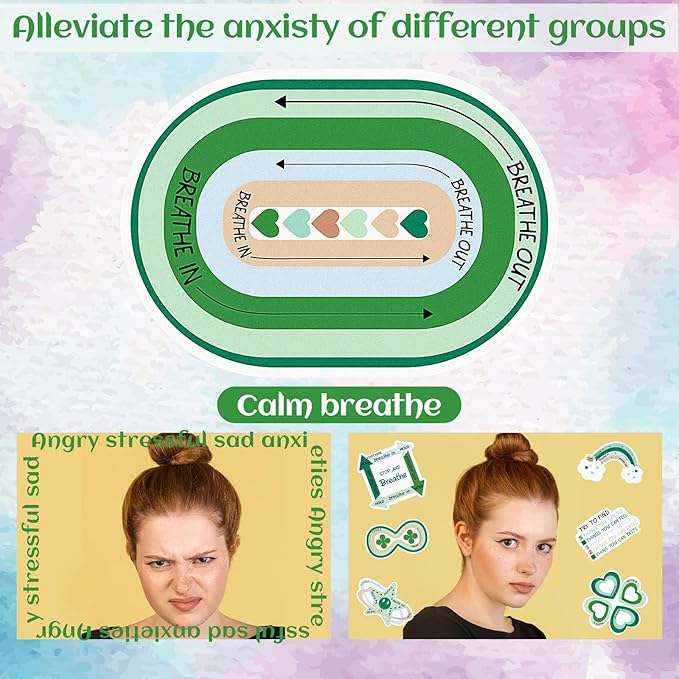 Fulmoon 120 Pcs Anxiety Sensory Stickers Textured Sensory Strips Tactile Rough Calm Sensory Stickers Adhesive Tactile Fidget Tool for Classroom Desk Adults Teens Anxiety Relief(Green)