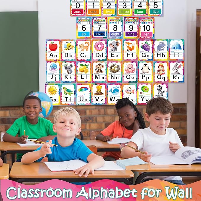Alphabet Letters for Wall - ABC Alphabet Poster Classroom Wall Alphabet Alphabet Wall Chart Kindergarten Elementary Classroom Wall Decor Daycare Homeschool Supplies (Write Badly)